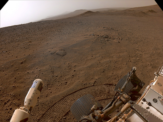 View of a Martian landscape with brown sand